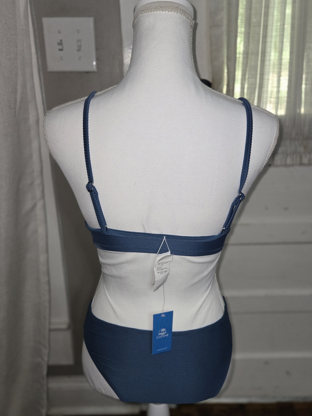 Cupshe Teal Ribbed Triangle Bikini Set - Picture 4 of 4